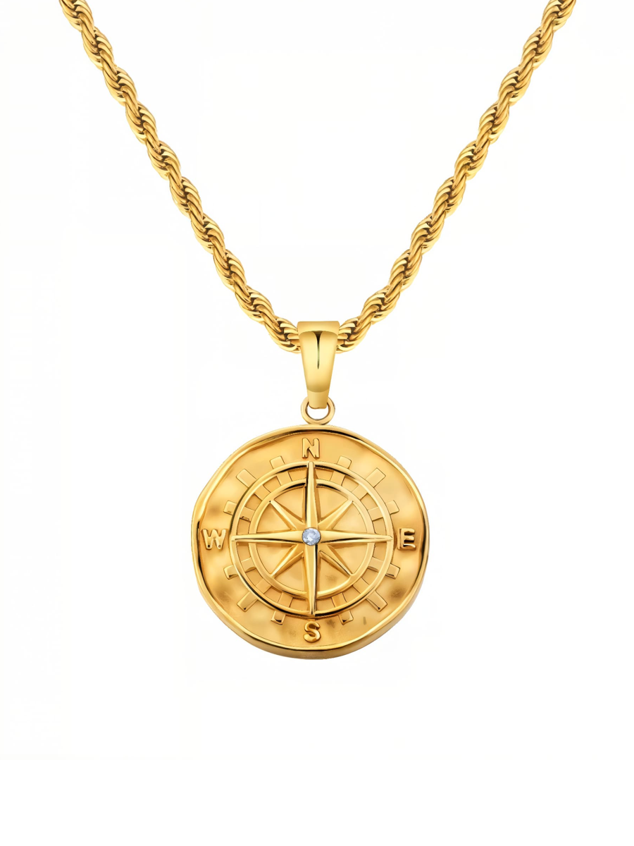 Compass Pendant Necklace (Gold)
