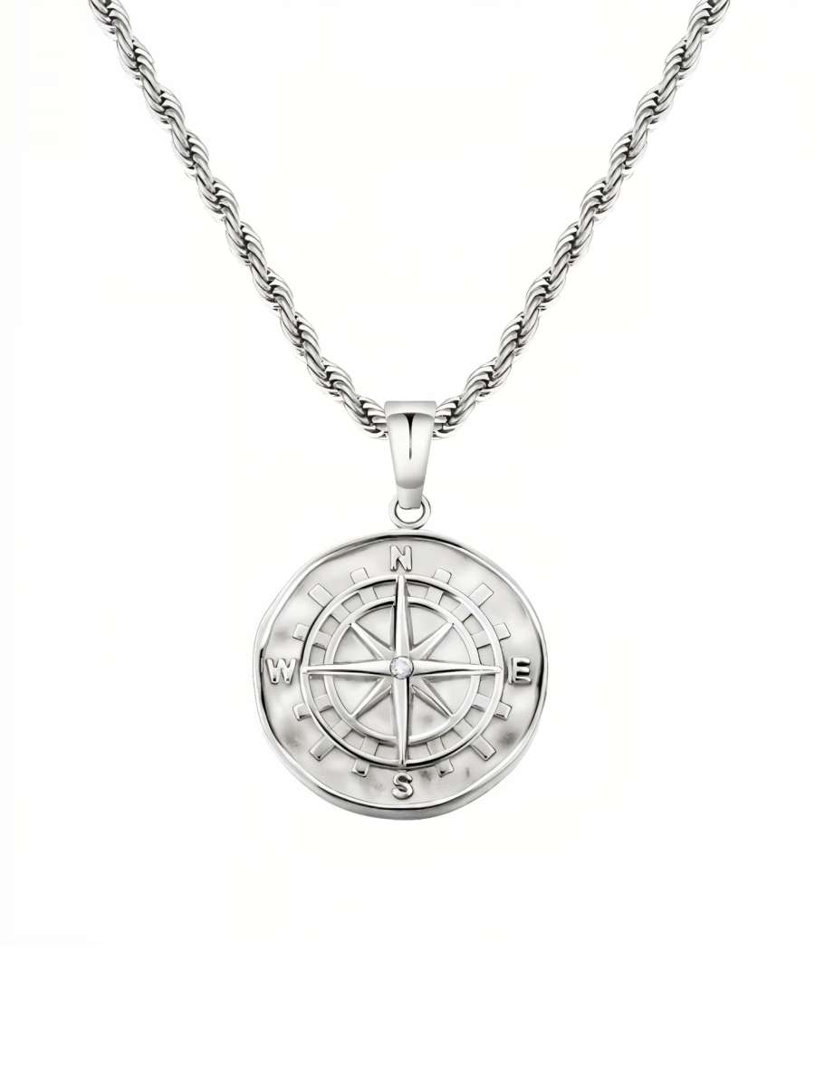 Compass Pendant Necklace (Silver)