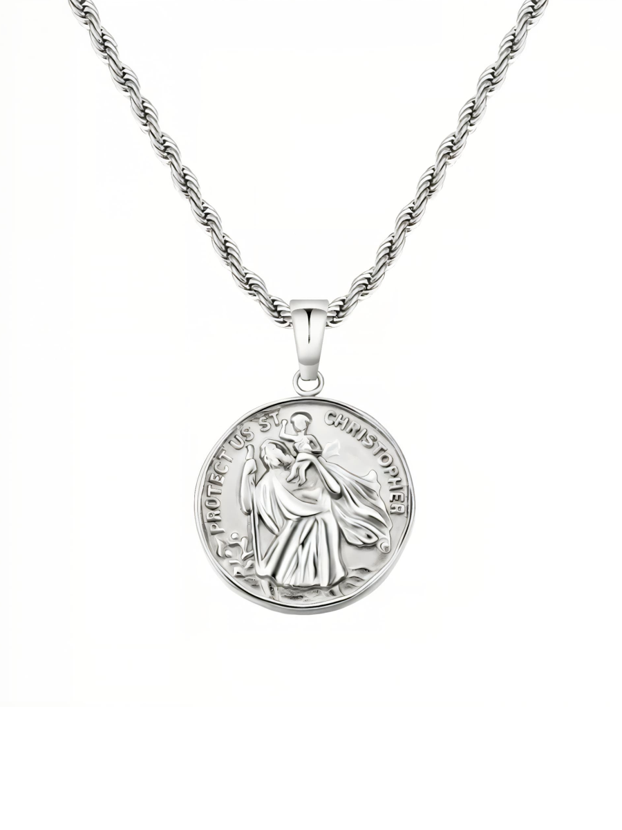 St Christopher Pendant Necklace (Silver)
