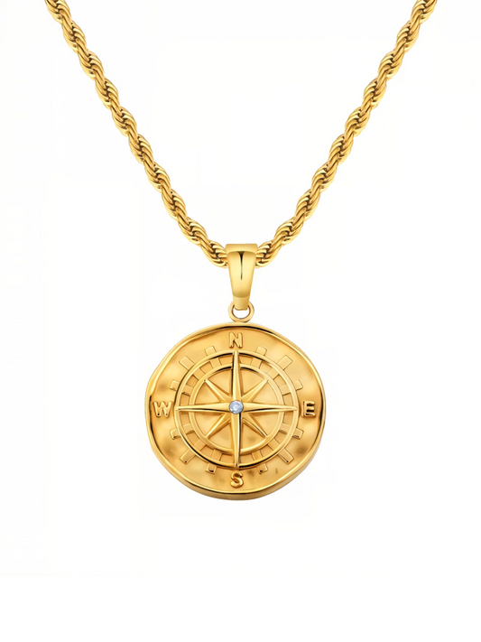 Compass Pendant Necklace (Gold)