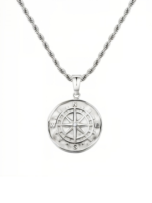 Compass Pendant Necklace (Silver)