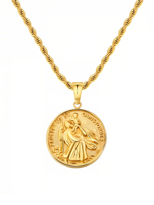 St Christopher Pendant Necklace (Gold)