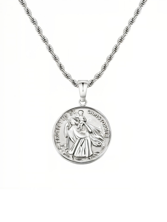 St Christopher Pendant Necklace (Silver)